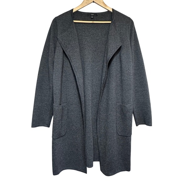 J. Crew Juliette Sweater Blazer Womens S Gray Knit Merino Wool Blend Open Jacket - Picture 1 of 14